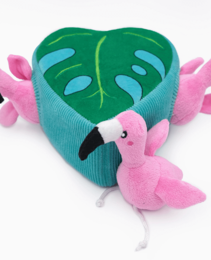 Jeu de recherche et de fouille pour chien - Zippy Burrow - Flamants roses à Monstera - ZippyPaws