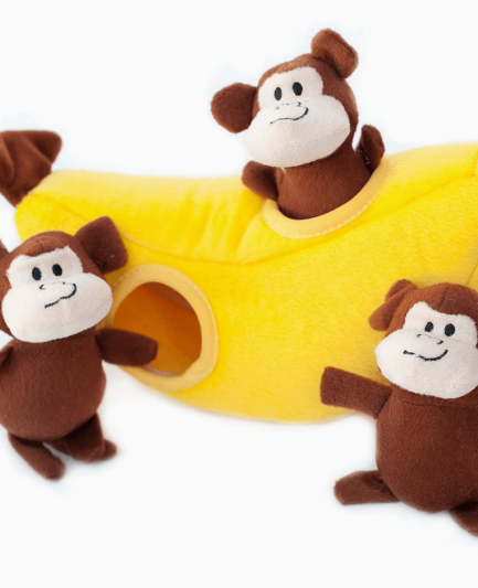 Jouet interactif débutant pour chien - Zippy Burrow Singe et banane - Zippypaws