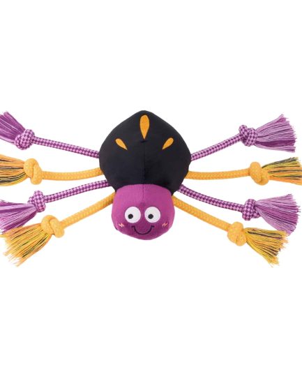 Jouet peluche pour chiot ecoZippy Araignée effrayante avec 8 pattes en corde et sifflet intégré